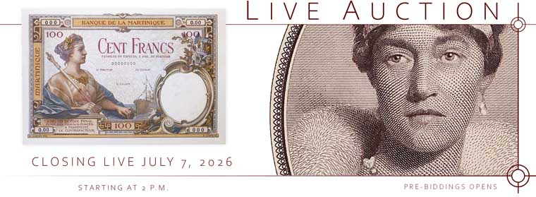 Live Auction Banknotes July 2026 - CGB Numismatics Paris