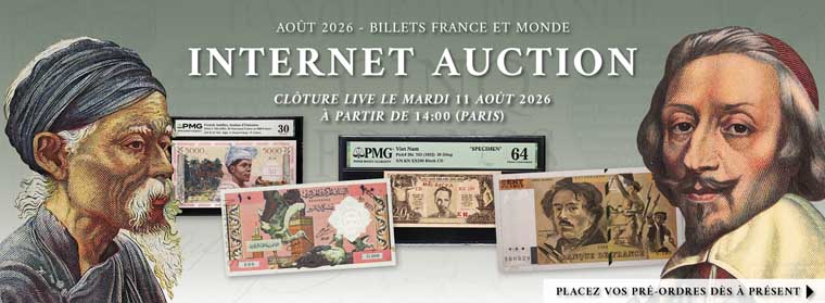 Internet Auction Août 2026 - Billets - CGB Numismatique Paris