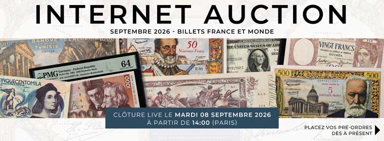 Internet Auction Septembre 2026 - Billets - CGB Numismatique Paris
