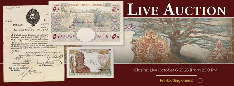 Live Auction October 2026 - Banknotes - CGB Numismatics Paris