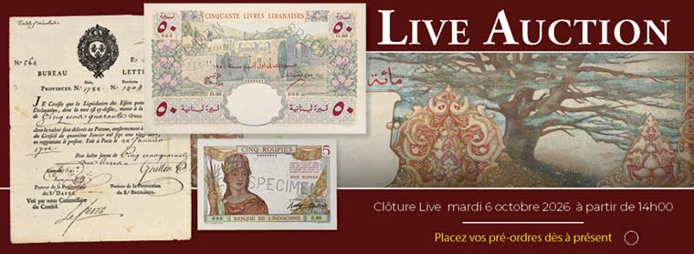 Live Auction Octobre 2026 - Billets - CGB Numismatique Paris